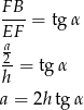 FB- = tg α EF a2- h = tg α a = 2h tg α 