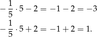  1- − 5 ⋅5 − 2 = − 1 − 2 = − 3 1 − --⋅5 + 2 = − 1 + 2 = 1. 5 