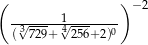 ( )− 2 -3√----√14------- ( 729+ 256+2)0 