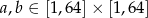a,b ∈ [1,64] × [1,64] 