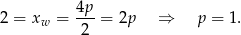 2 = x = 4p-= 2p ⇒ p = 1. w 2 