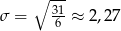  ∘ --- σ = 361≈ 2,27 