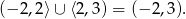 (− 2,2⟩ ∪ ⟨2,3) = (− 2,3). 