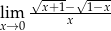  √x+1−-√1−x- lxi→m0 x 