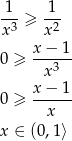 -1-≥ -1- x3 x2 x-−--1 0 ≥ x3 x − 1 0 ≥ ------ x x ∈ (0,1⟩ 