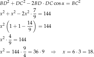  ∘ ------------ ∘ ---------- ∘ ------- √ -- AD = DB 2 − AB 2 = 182 − 122 = 6 3 2 − 2 2 = 6 5. 