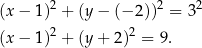 (x − 1)2 + (y− (− 2))2 = 32 2 2 (x − 1) + (y+ 2) = 9. 