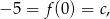 − 5 = f(0) = c, 