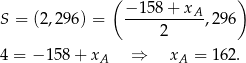 ( ) S = (2,2 96) = −-158-+-xA-,296 2 4 = − 158 + xA ⇒ xA = 162. 