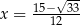  -- 15−-√33- x = 12 