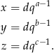  a− 1 x = dq y = dqb− 1 c− 1 z = dq . 