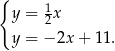 { 1 y = 2x y = − 2x + 11. 
