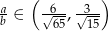 a (--6- -3-) b ∈ √ 65,√15 