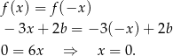 f(x) = f (−x ) − 3x + 2b = − 3(−x ) + 2b 0 = 6x ⇒ x = 0. 