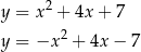 y = x2 + 4x+ 7 2 y = −x + 4x − 7 