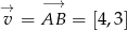 → −→ v = AB = [4,3] 