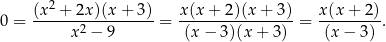  2 0 = (x--+-2x)(x-+-3)-= x(x-+-2-)(x+--3) = x-(x+--2). x2 − 9 (x− 3)(x + 3) (x − 3) 