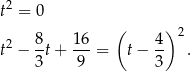 t2 = 0 ( ) 2 t2 − 8t+ 16-= t − 4- . 3 9 3 