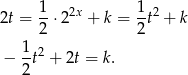  1 1 2t = --⋅2 2x + k = -t2 + k 2 2 1-2 − 2 t + 2t = k. 