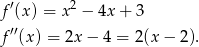  ′ 2 f (x ) = x − 4x + 3 f ′′(x) = 2x − 4 = 2(x − 2). 