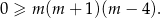 0 ≥ m (m + 1)(m − 4). 