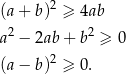 (a + b)2 ≥ 4ab 2 2 a − 2ab + b ≥ 0 (a − b)2 ≥ 0. 