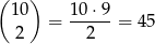 ( 10) 10 ⋅9 = ------= 45 2 2 