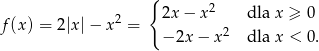  { 2 2x − x 2 dla x ≥ 0 f(x ) = 2|x|− x = 2 − 2x − x dla x < 0. 
