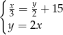 { y x3 = 2 + 15 y = 2x 