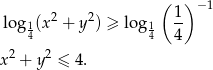  ( ) 2 2 1- − 1 lo g14(x + y ) ≥ log 14 4 x 2 + y 2 ≤ 4. 