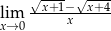  √x+-1−√x-+4- lxim→ 0 x 