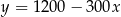 y = 1200 − 300x 