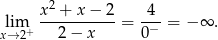  2 lim x--+-x-−--2 = -4- = − ∞ . x→ 2+ 2 − x 0− 