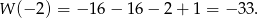 W (− 2) = − 16− 16− 2+ 1 = − 33. 