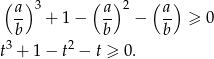  ( )3 ( )2 ( ) a- + 1− a- − a- ≥ 0 b b b t3 + 1− t2 − t ≥ 0. 