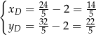 { 24 14 xD = 5 − 2 = 5 yD = 32− 2 = 22 5 5 