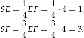  1 1 SE = -EF = --⋅4 = 1 4 4 SF = 3EF = 3-⋅4 = 3. 4 4 
