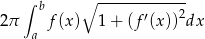  ∫ b ∘ ------------- 2π f(x) 1 + (f ′(x ))2dx a 