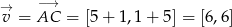 →v = −A→C = [5 + 1,1 + 5] = [6,6] 
