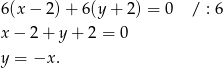 6(x − 2)+ 6(y + 2) = 0 / : 6 x− 2+ y+ 2 = 0 y = −x . 