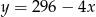 y = 296 − 4x 