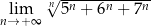  √n-n----n----n- nl→im+∞ 5 + 6 + 7 