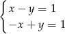 { x− y = 1 −x + y = 1 
