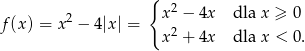  { 2 x2 − 4x dla x ≥ 0 f(x ) = x − 4|x| = 2 x + 4x dla x < 0. 
