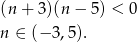 (n+ 3)(n − 5) < 0 n ∈ (− 3,5). 