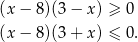 (x − 8 )(3− x ) ≥ 0 (x − 8 )(3+ x ) ≤ 0. 