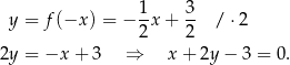  1- 3- y = f (−x ) = − 2 x+ 2 /⋅ 2 2y = −x + 3 ⇒ x+ 2y − 3 = 0. 