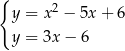 { y = x2 − 5x + 6 y = 3x − 6 