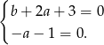 { b+ 2a+ 3 = 0 −a − 1 = 0. 