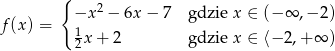  { 2 f(x) = −x − 6x − 7 gdzie x ∈ (− ∞ ,− 2) 12x + 2 gdzie x ∈ ⟨− 2,+ ∞ ) 